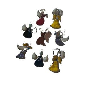 Lot of 8 1990's Collection of Stained Glass Art Angel Window Sun Catchers